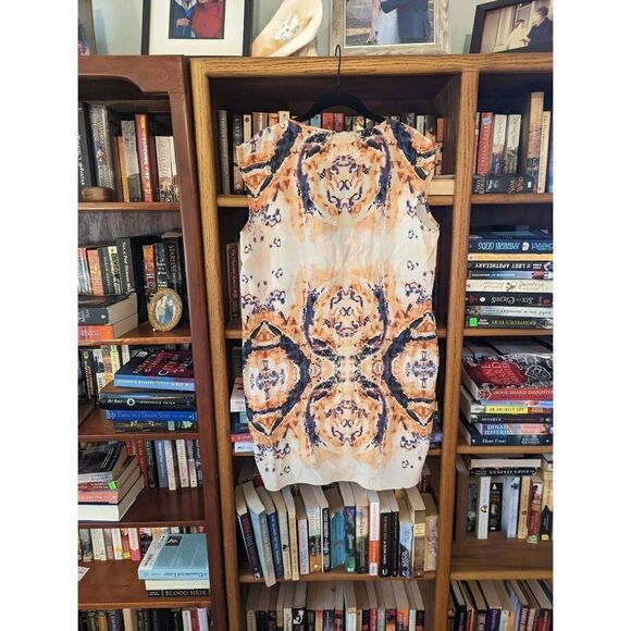 Geren Ford silk abstract watercolor v neck sleeveless blouse sz l euc - Picture 3 of 7